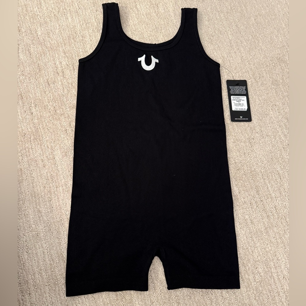 True Religion Black Ribbed Romper Jumpsuit size Small